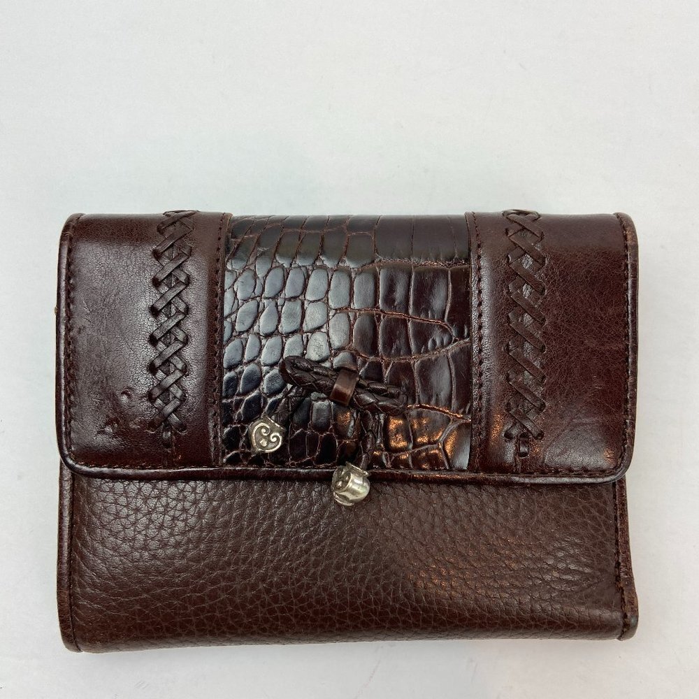 Brighton Croc Embossed Brown Pebbled Leather Wallet